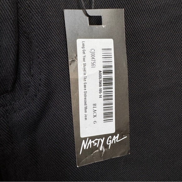 NWT NASTY GAL | Black Distressed High Rise Jeans Get Your Shread In the Game - Picture 3 of 12
